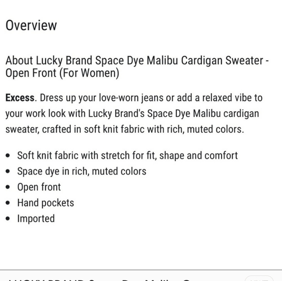 NWT Lucky Brand M cardigan open front sweater - Picture 4 of 10